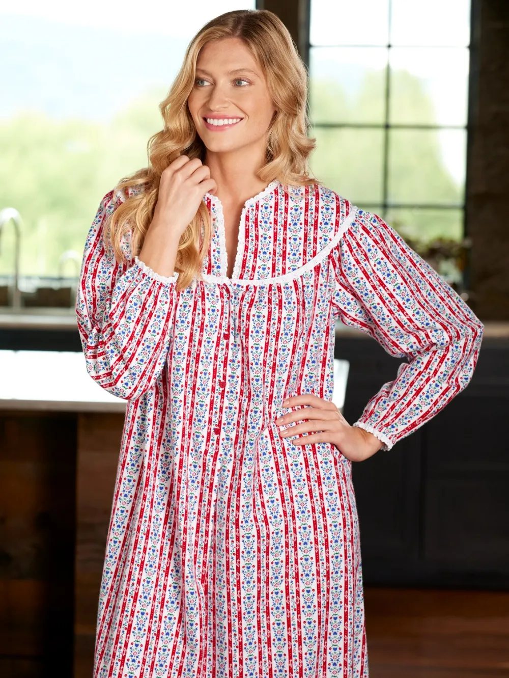 Lanz Tyrolean 50 Inch Flannel Nightgown