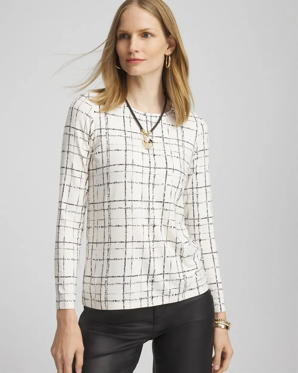 Touch of CoolTM Plaid Long Sleeve Layering Tee
