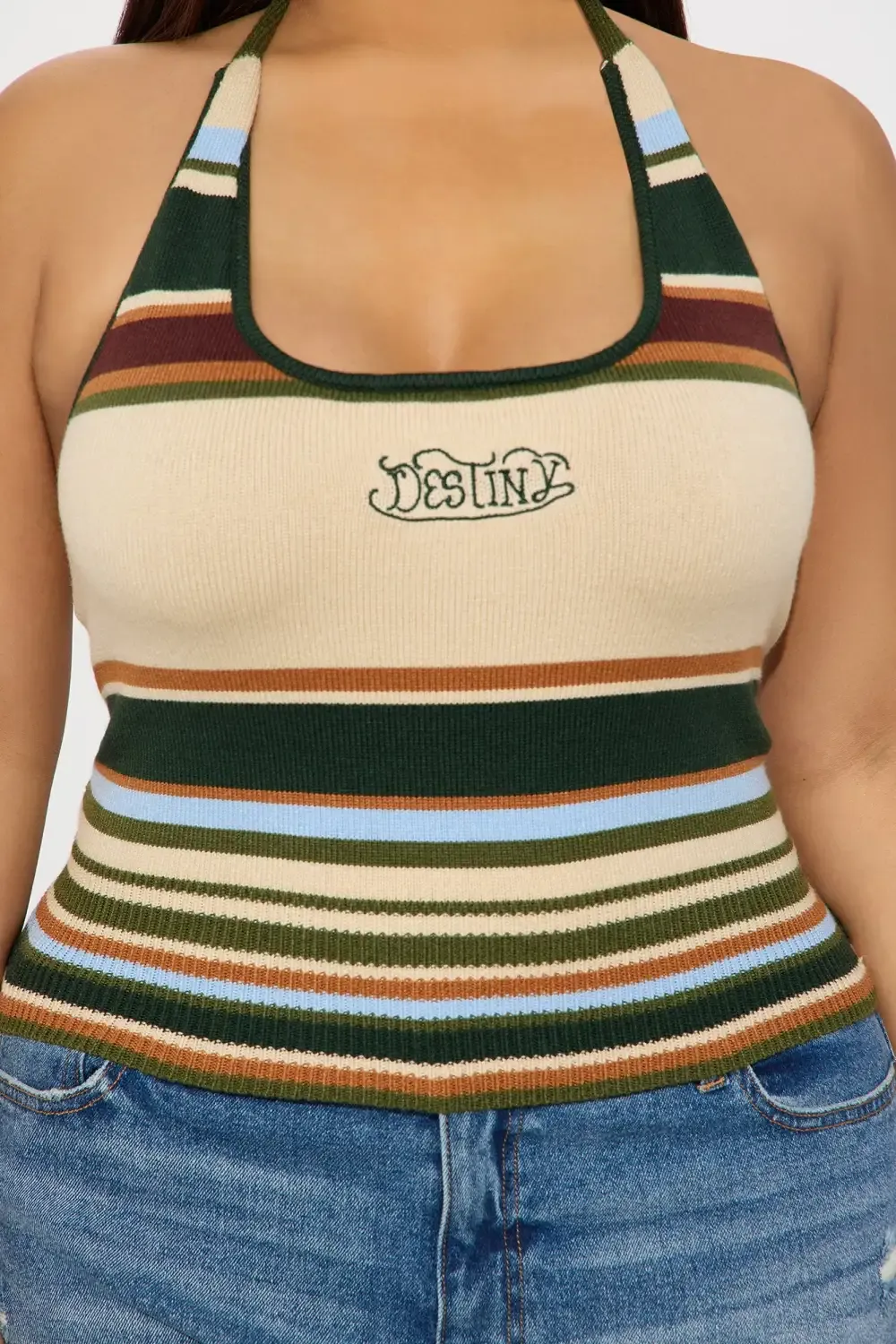 Mia Striped Halter Top - Multi Color