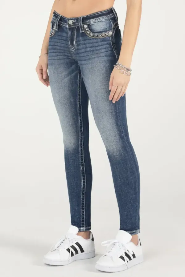 Sparkling Star Stitch Border Skinny Jeans