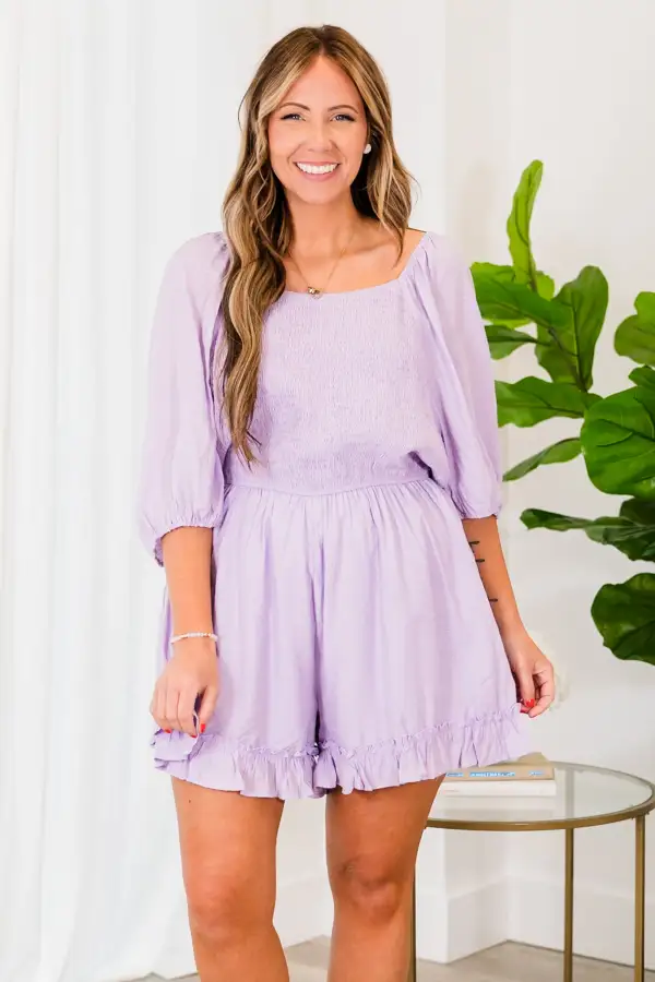 Feeling The Love Romper, Lavender