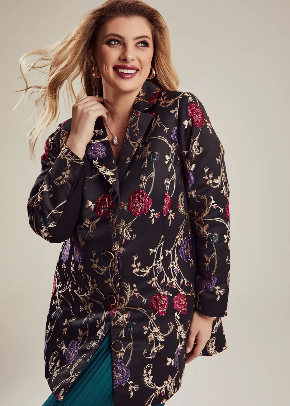 Floral Jacquard Event Jacket