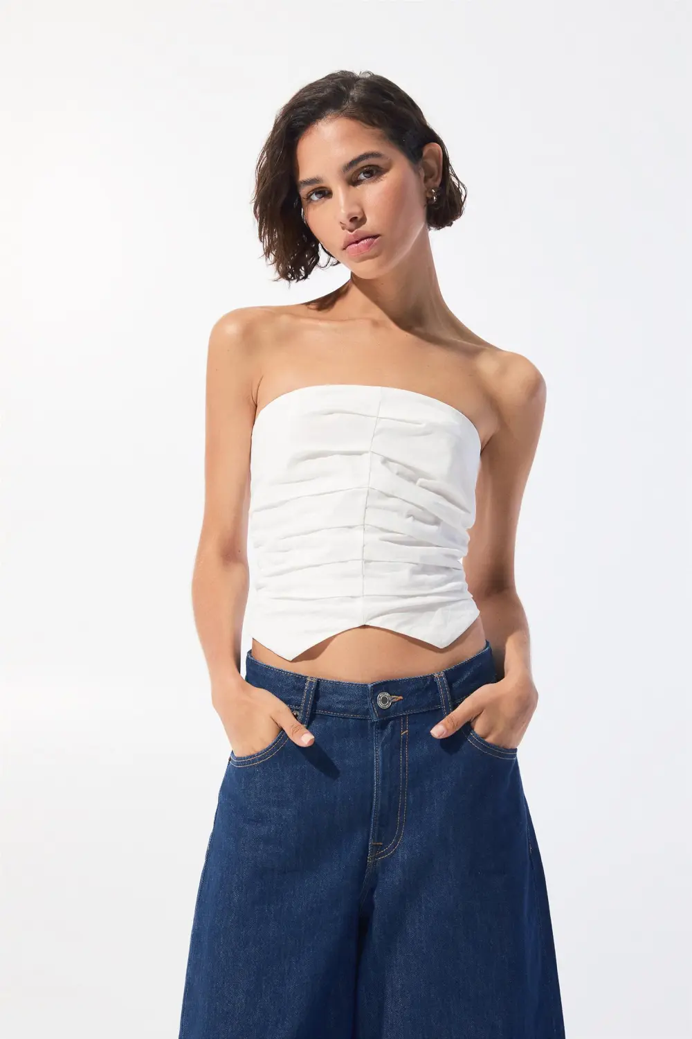 Strapless corsetry-inspired top