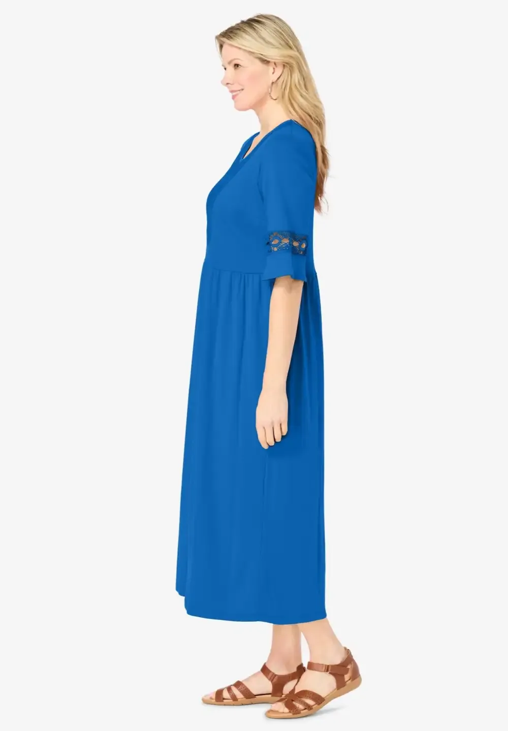 Crochet Trim Empire Knit Dress