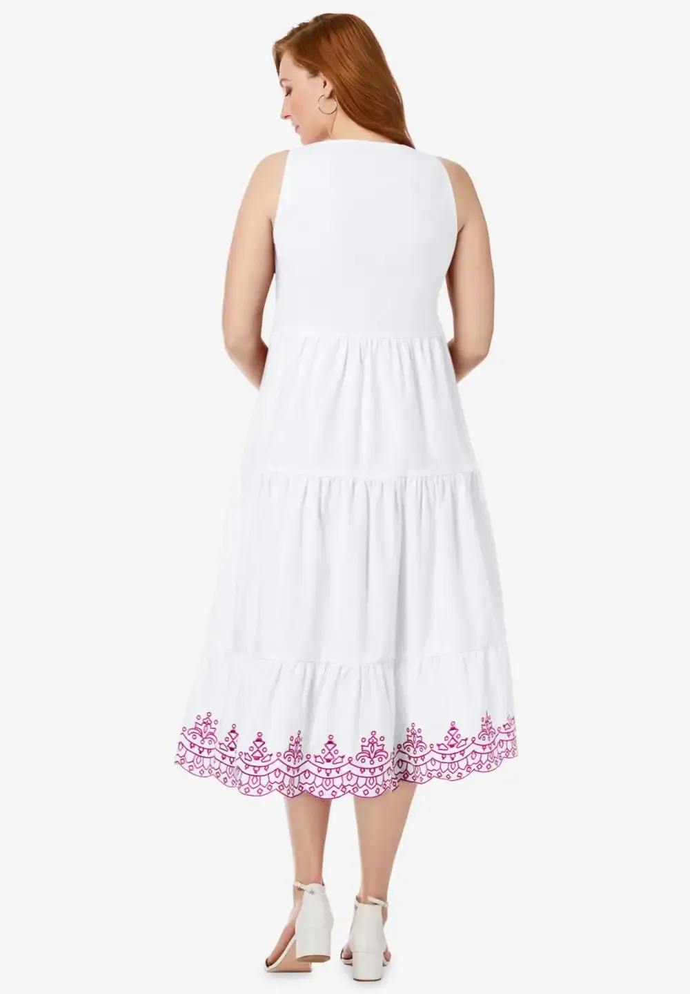 Sleeveless Eyelet Poplin Dress