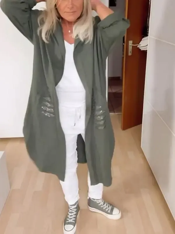 Women's Casual Hooded Sequined Mid-length Coat