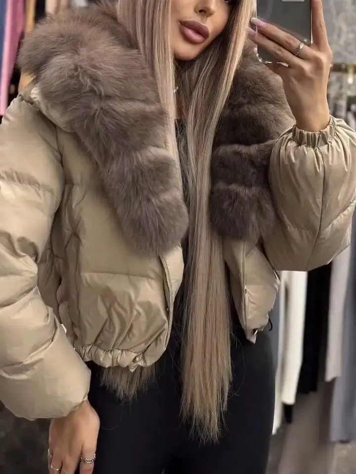Women's Casual Hooded Short Fur Collar Cotton Coat