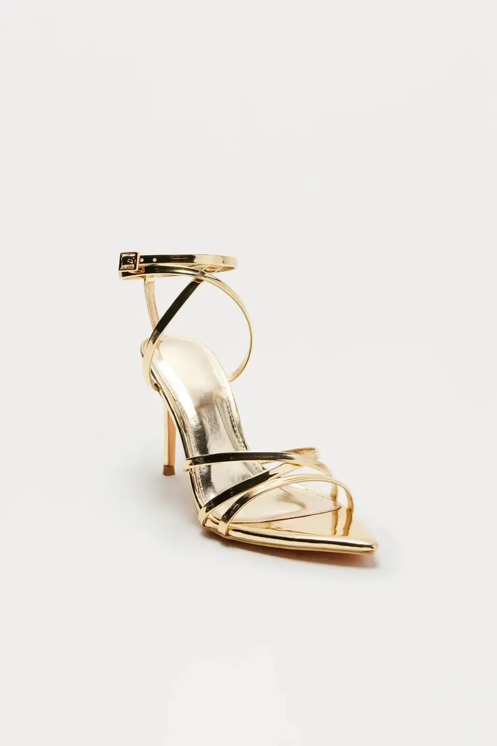 Upton Faux Leather Stiletto Heels - Gold