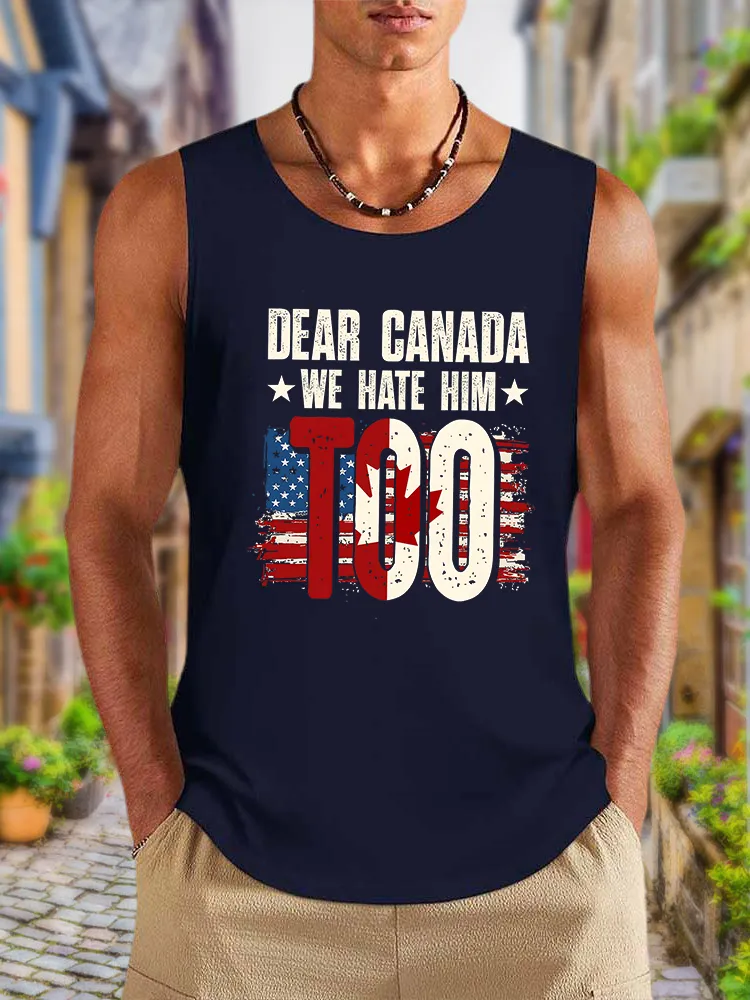 Men'S Dear Canada We Hate Him Too Round Neck Cotton Vest