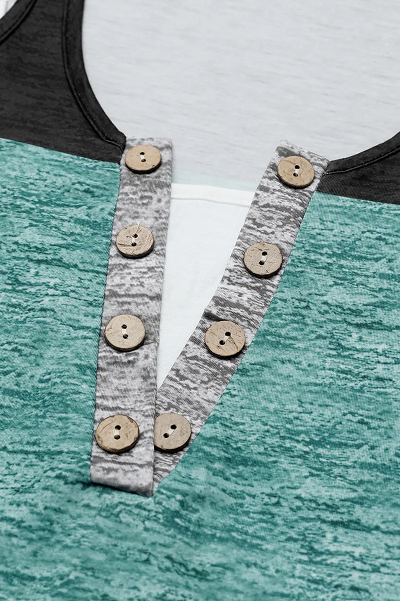 Colorblock Button Front 2-In-1 Tank Top