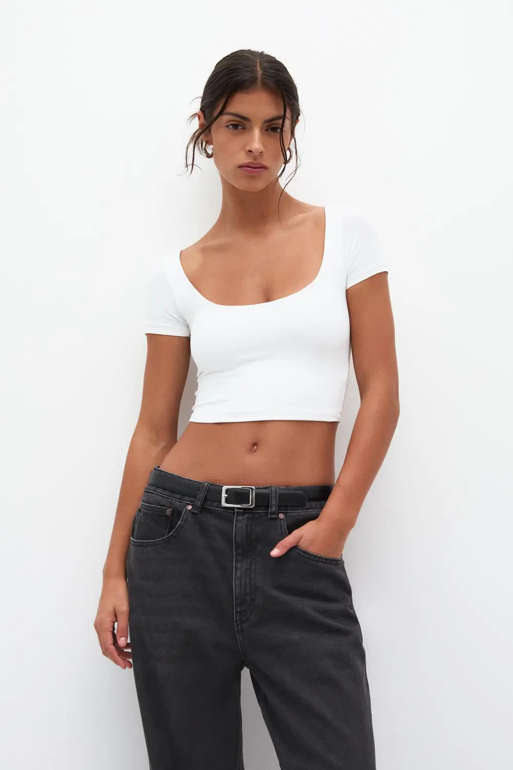 2-pack of cropped polyamide T-shirts