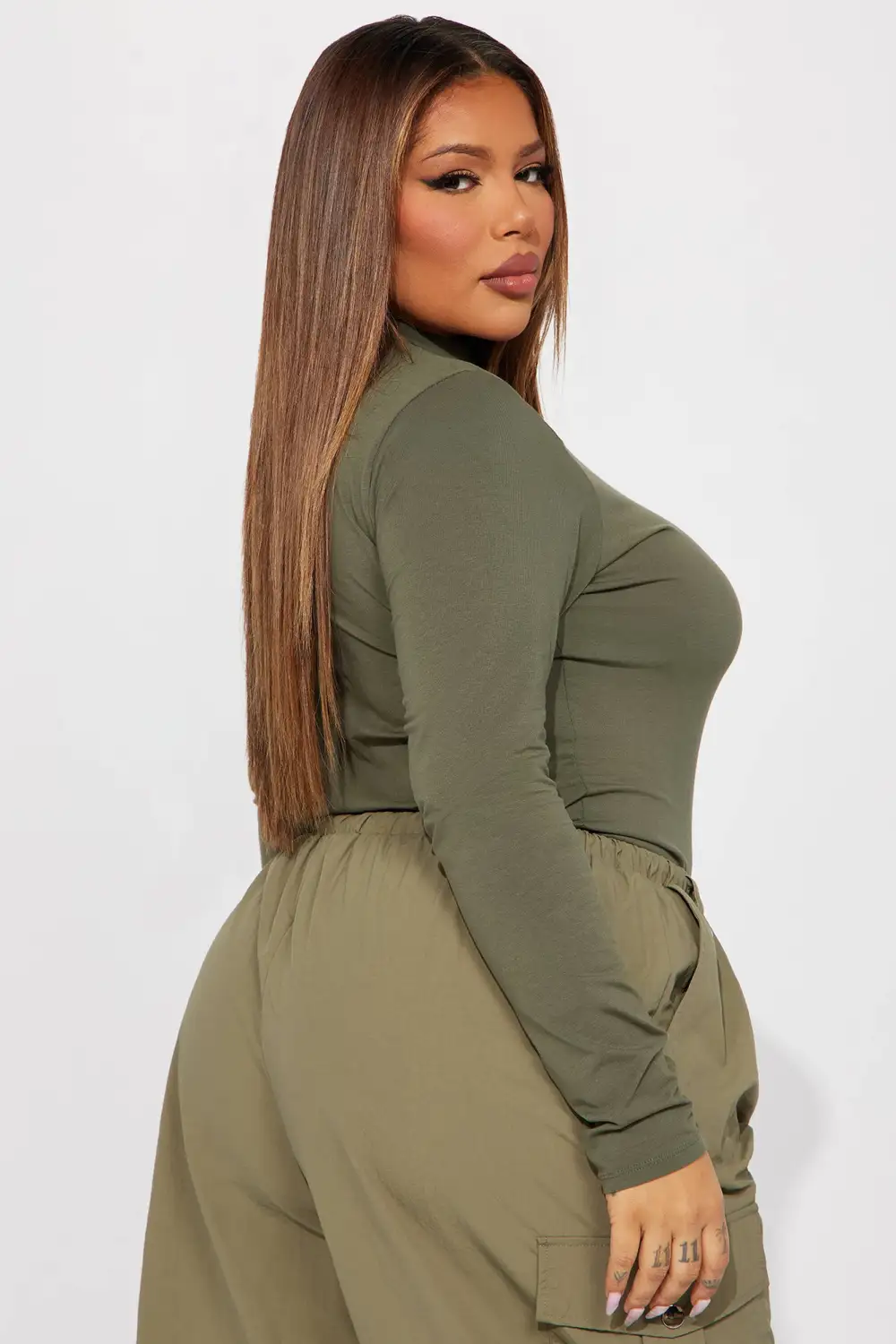 Melanie Mock Neck Bodysuit - Olive