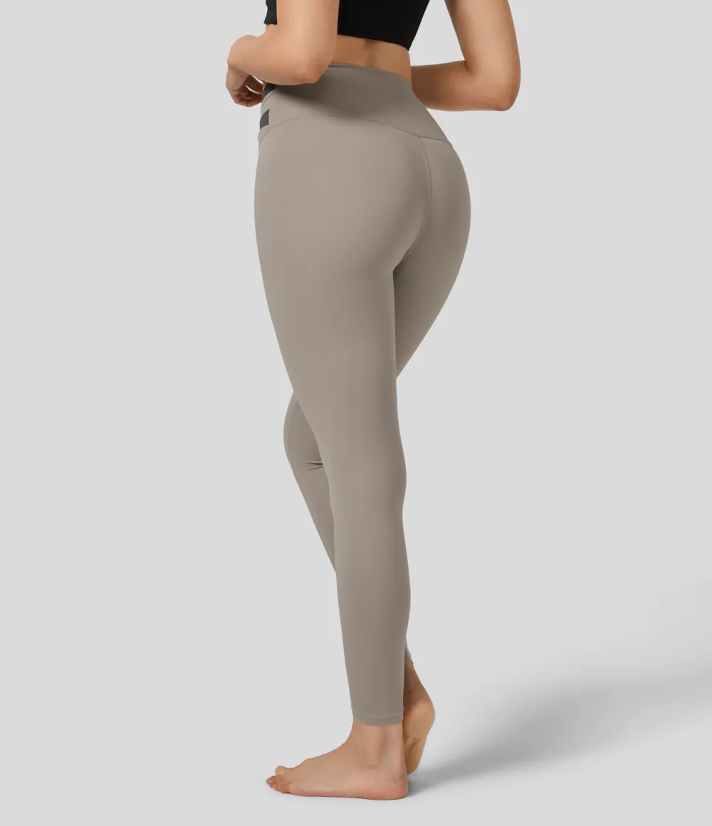 High Waisted Crossover Color Block 7/8 Yoga Leggings