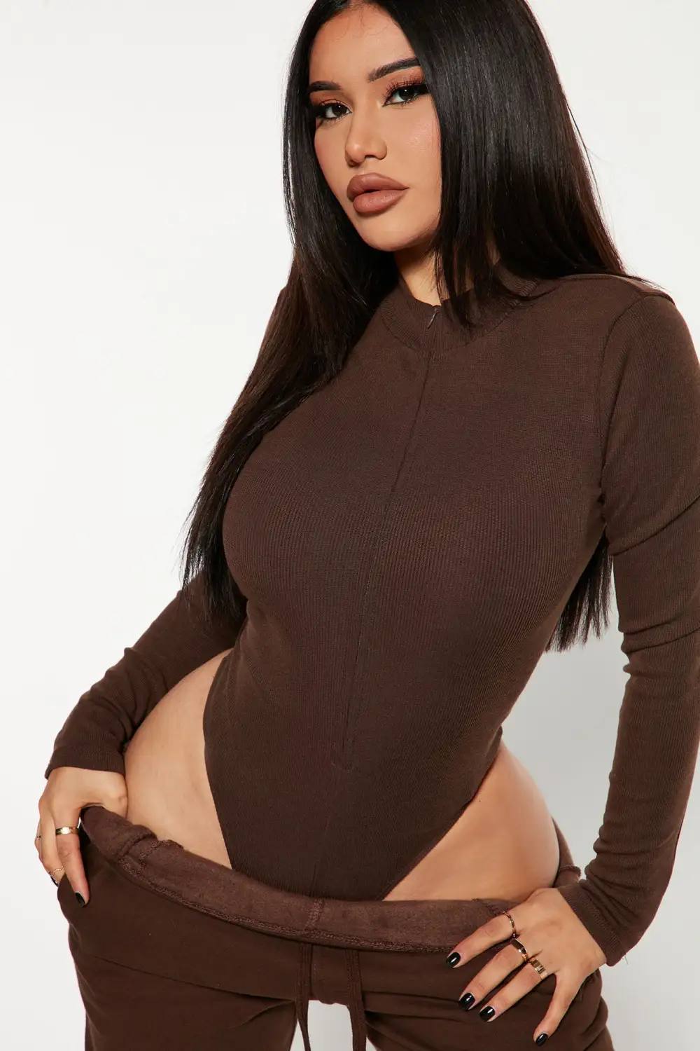 Grind Time Beyond Long Sleeve Bodysuit - Chocolate
