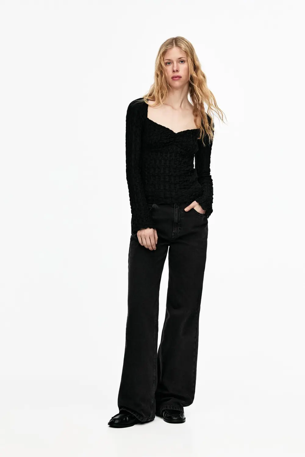 Textured corsetry-inspired top
