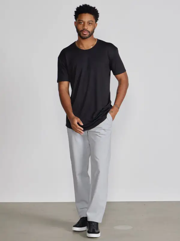 Ribbed Short Sleeve Drop-Cut