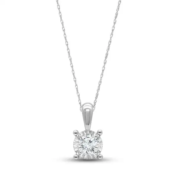 Diamond Necklace 1/3 ct tw Round-cut Sterling Silver 18
