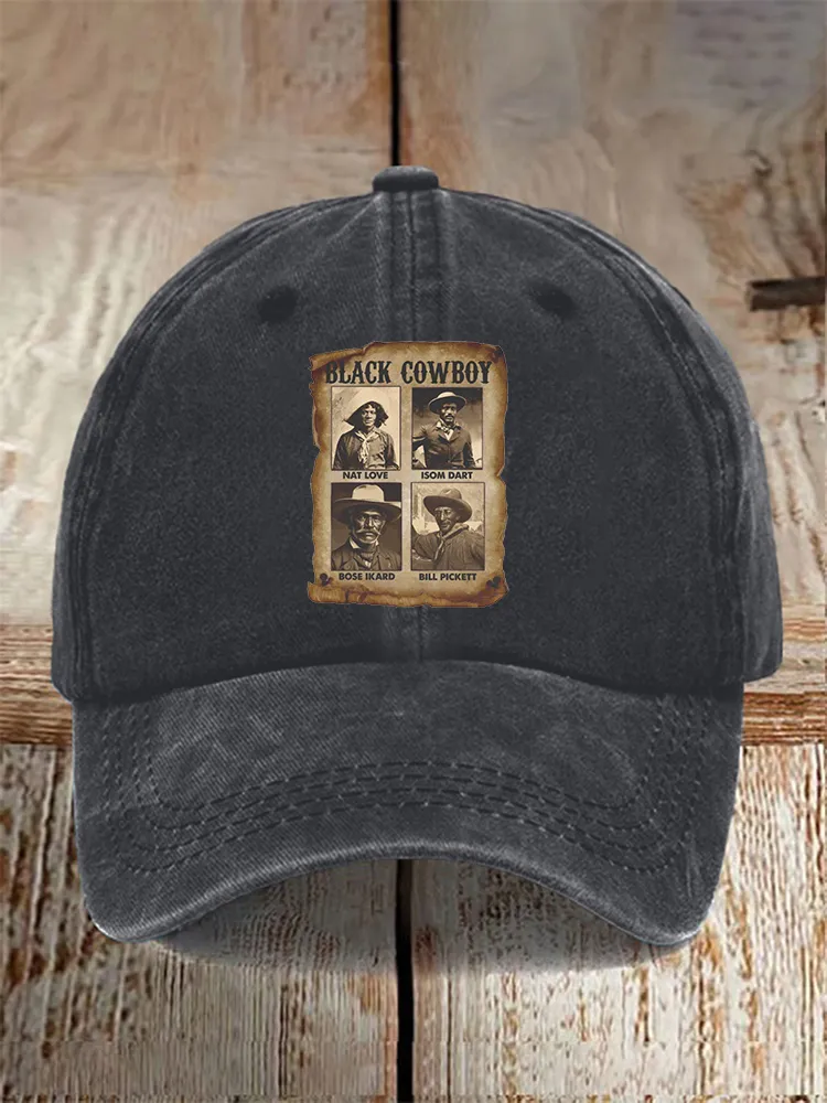 Black Cowboy Printed Baseball Cap