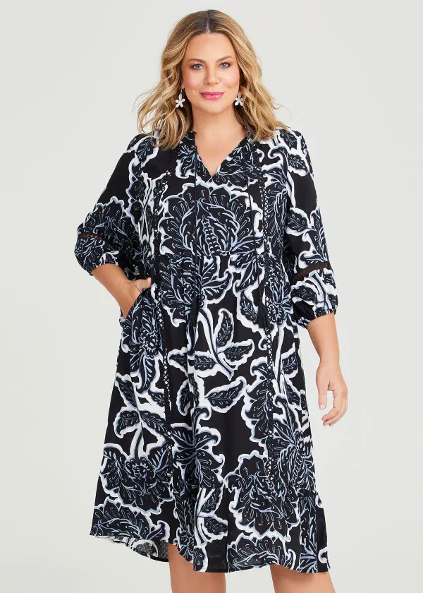 Natural Graphic Floral Dress