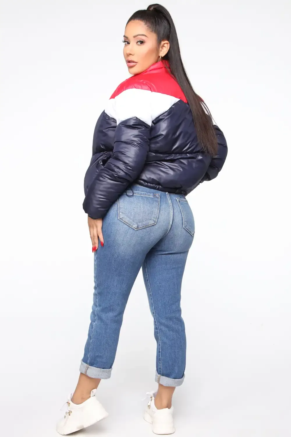 Rain Won't Stop Me Puffer Jacket - Navy/combo