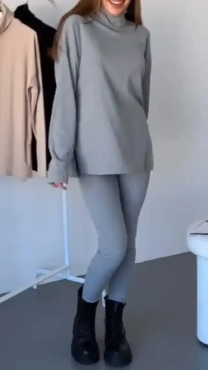 Women's Long Sleeve Solid Color Casual Suit