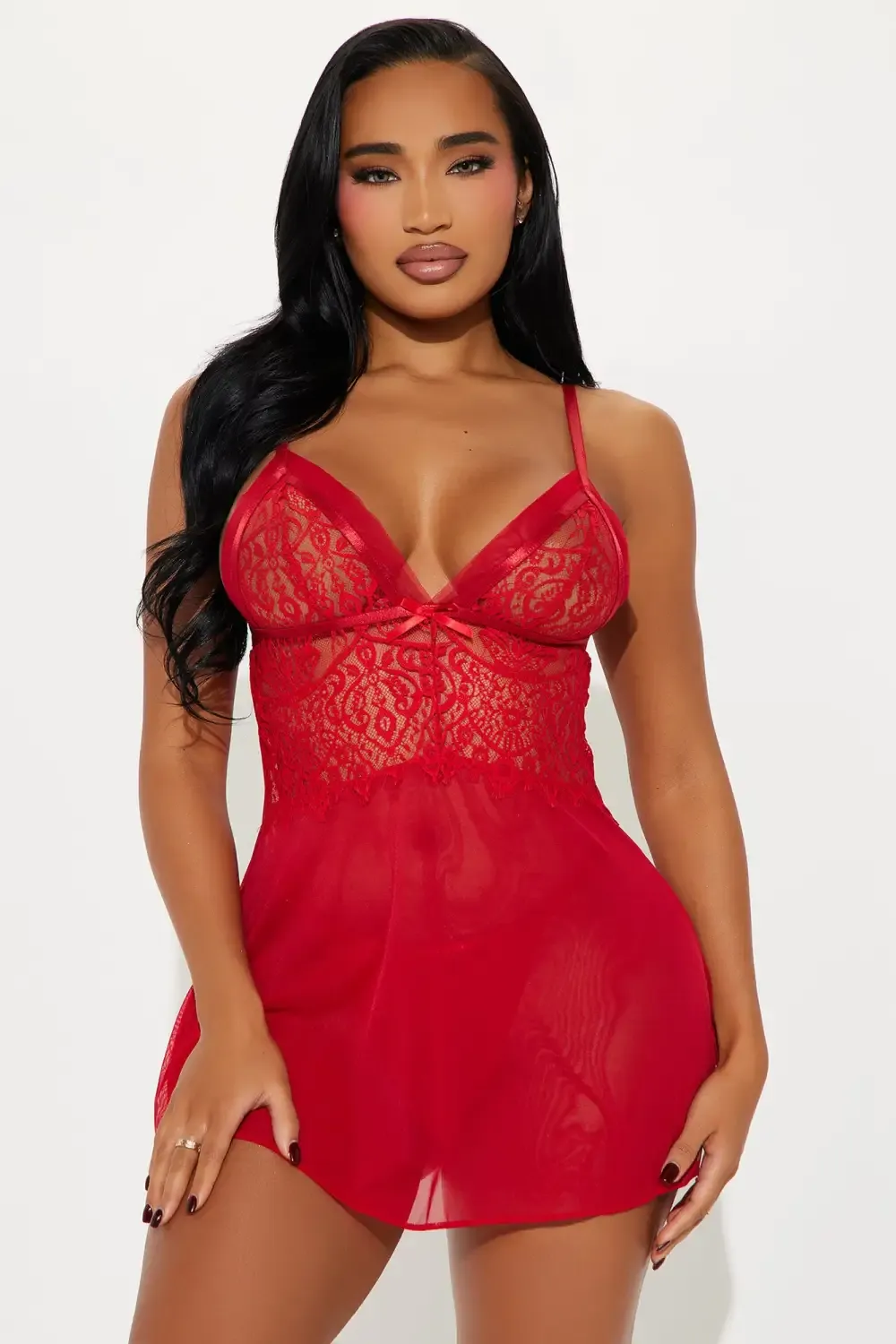 Way To Your Heart Lace Babydoll - Red