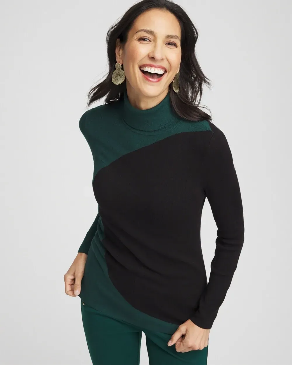 ECOVEROTM Colorblock Turtleneck Sweater