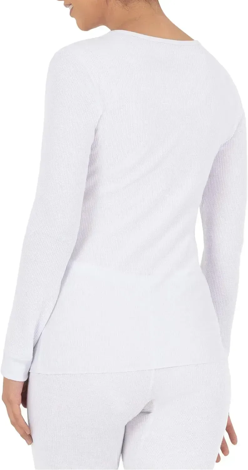 Women's Micro Waffle Thermal V-Neck
