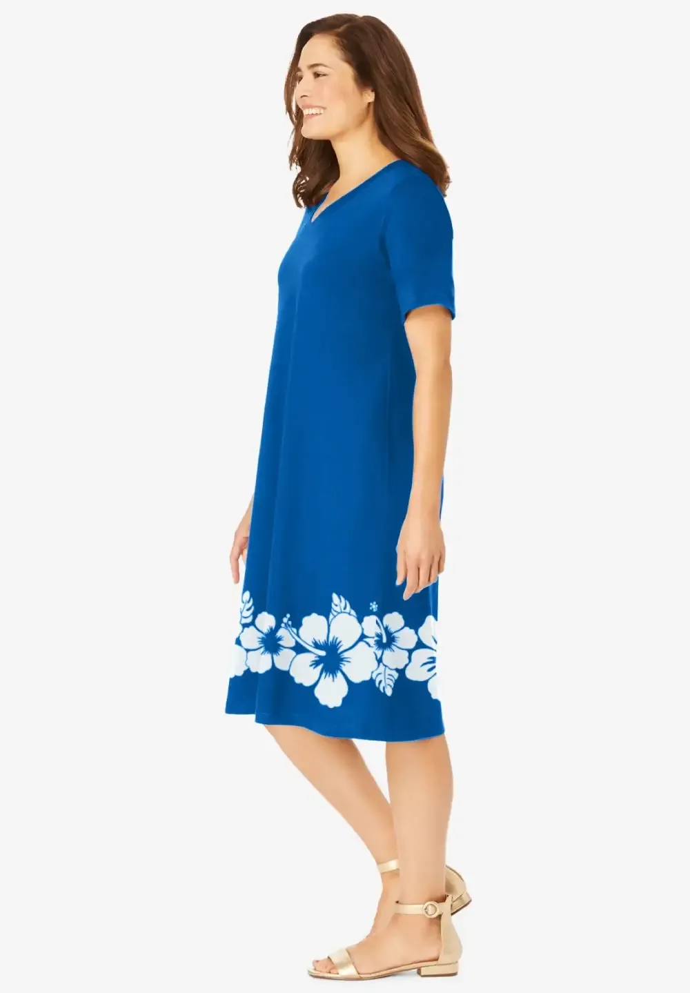 Perfect Short-Sleeve V-Neck Tee Dress