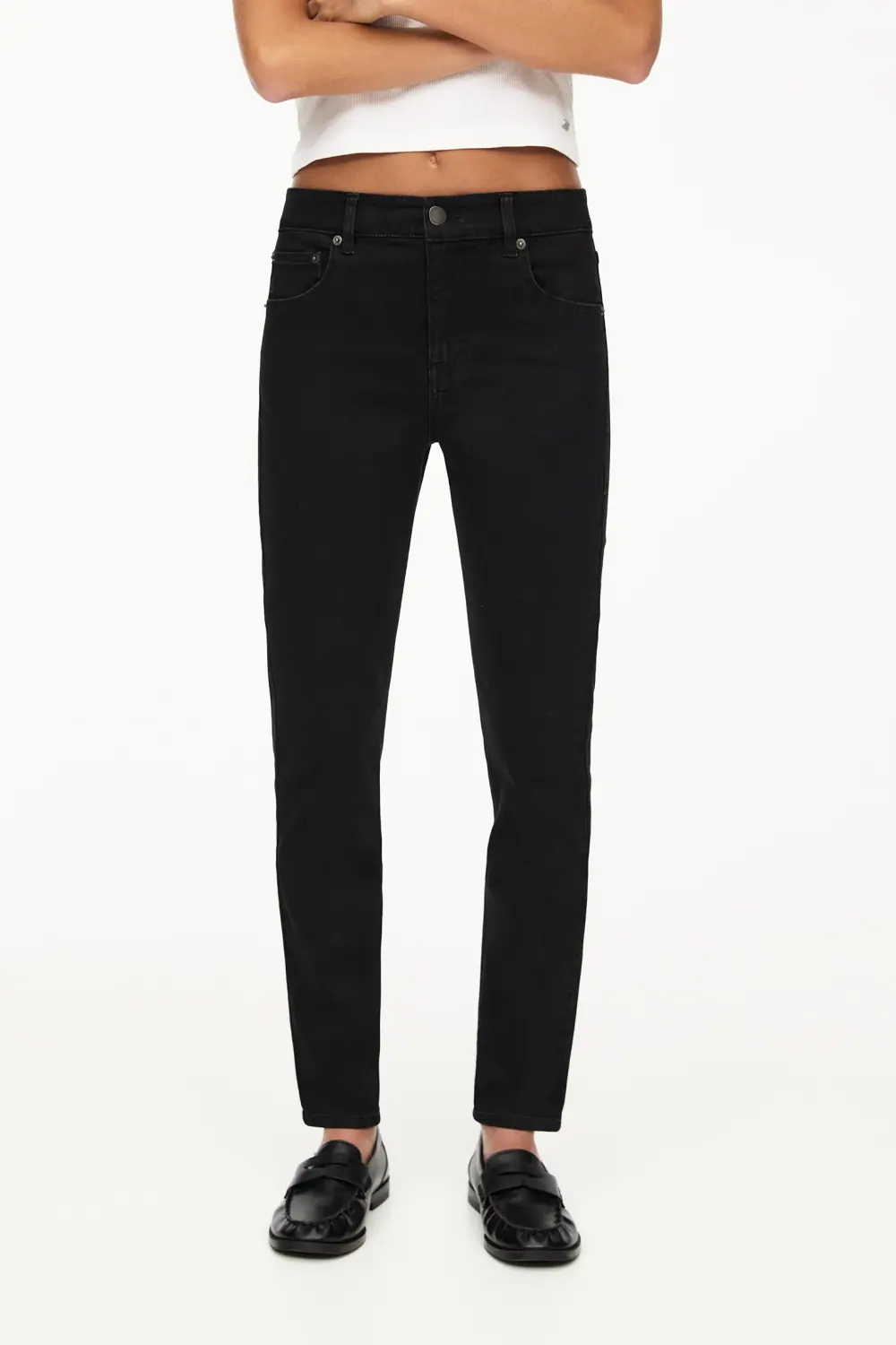 Jeans skinny tiro medio