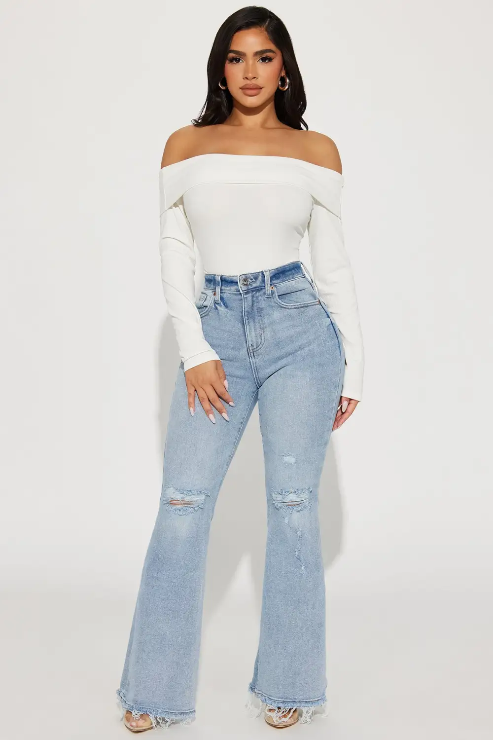 Sweet Breeze Stretch Flare Jeans - Light Wash