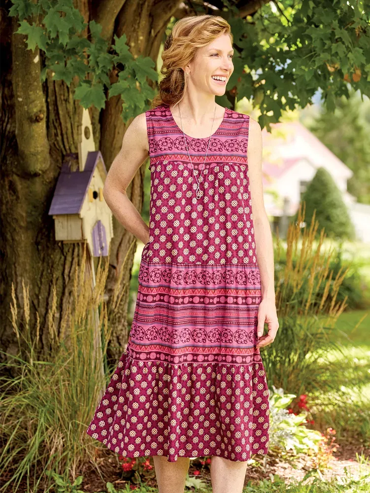 Sleeveless Cotton Tiered Lounge Dress