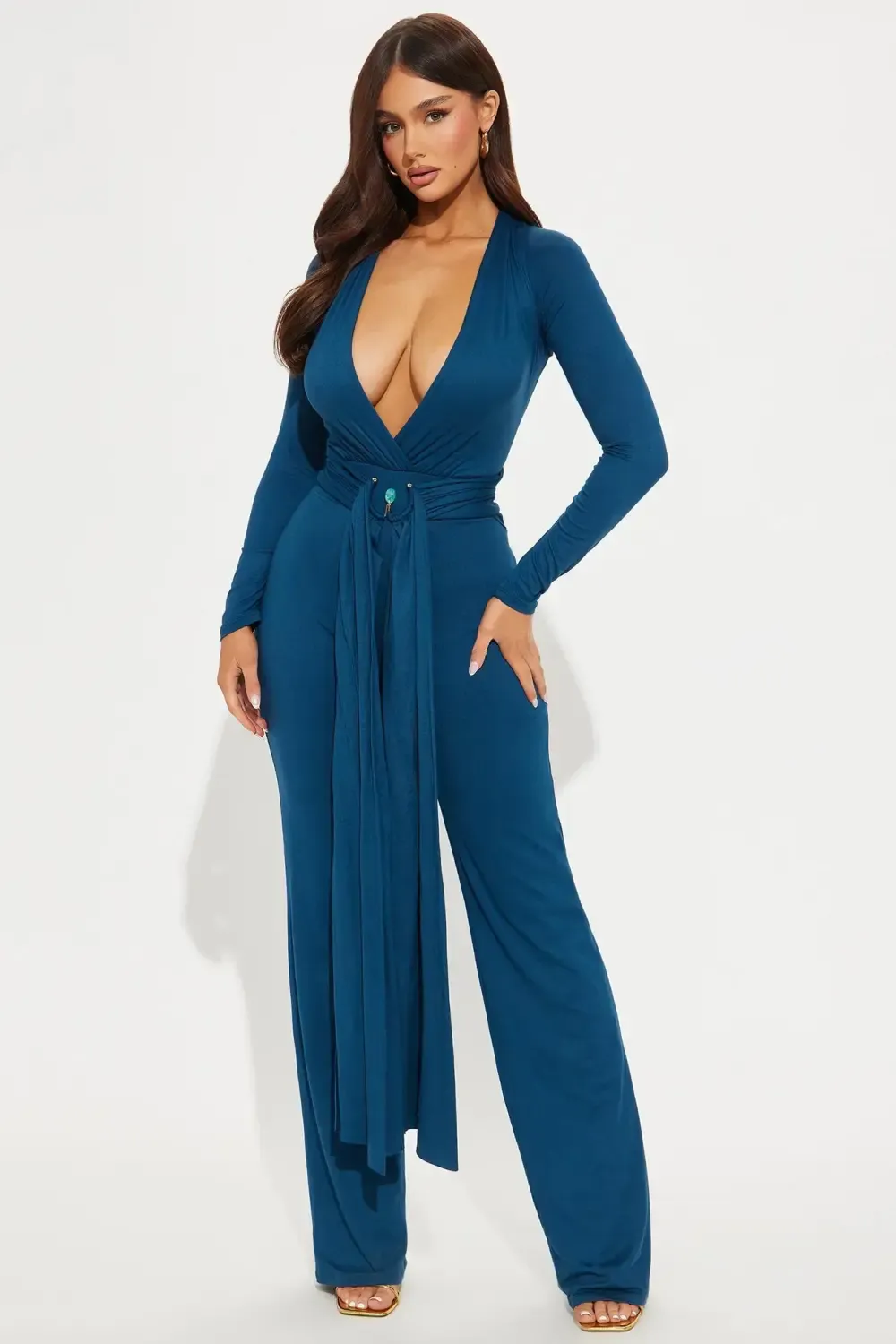 Zoe Belted Jumpsuit - Teal