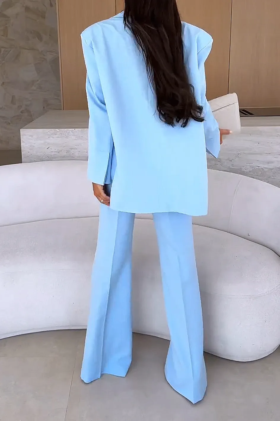 Women'S Solid Color Suit Jacket And Pants Two Piece Set