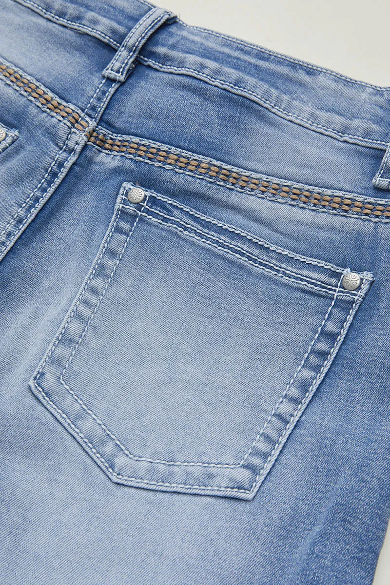 Stitch Detail High Waist Bootcut Jeans Without Belt