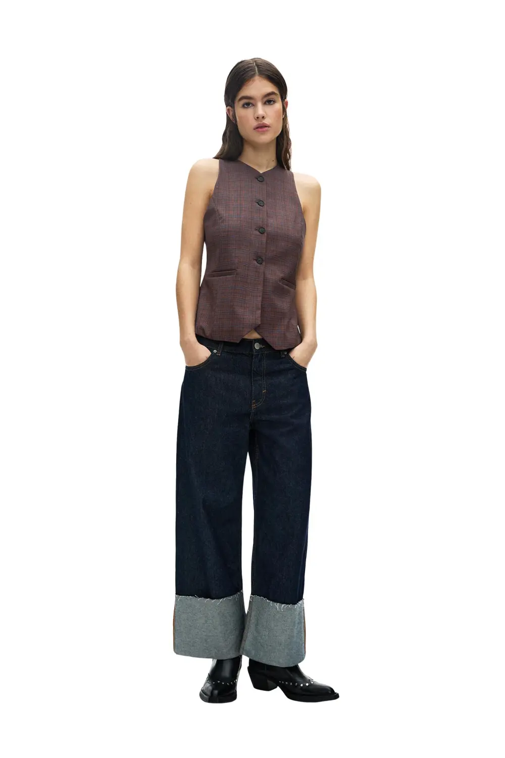 Checked vest