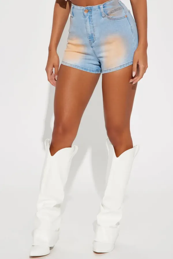 What Could Be Stretch Denim Shorts - Light Wash