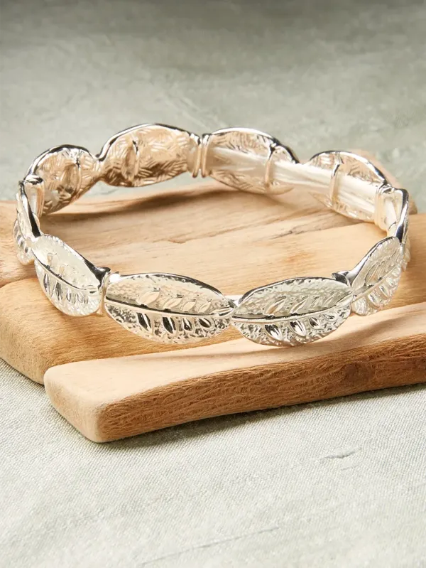 Circle of Leaves Silver Stretch Bracelet