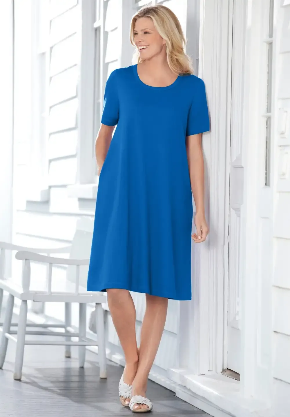 Perfect Short-Sleeve Crewneck Tee Dress