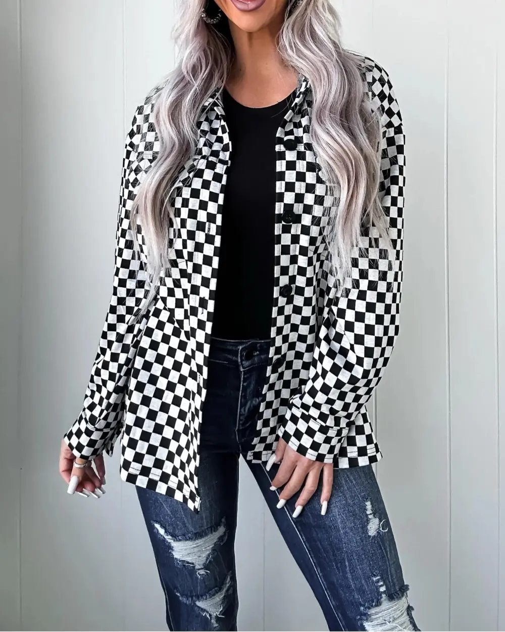 Classic Checkered Jacket - Black