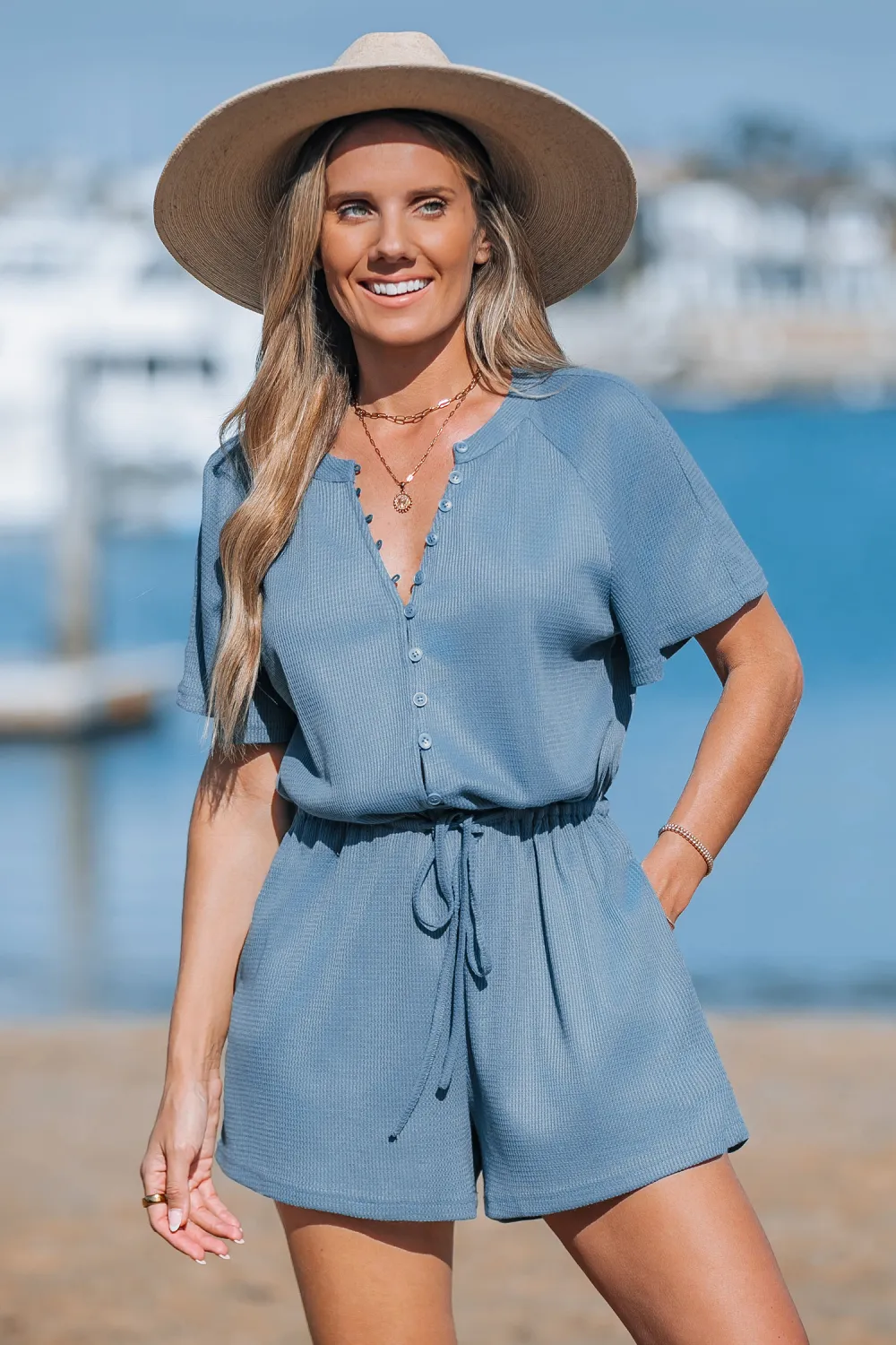 Cozy Textures Blue Romper