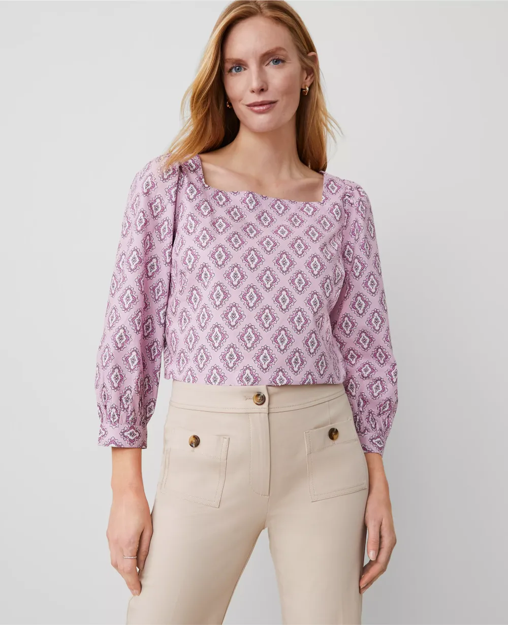 Square Neck Puff Sleeve Blouse