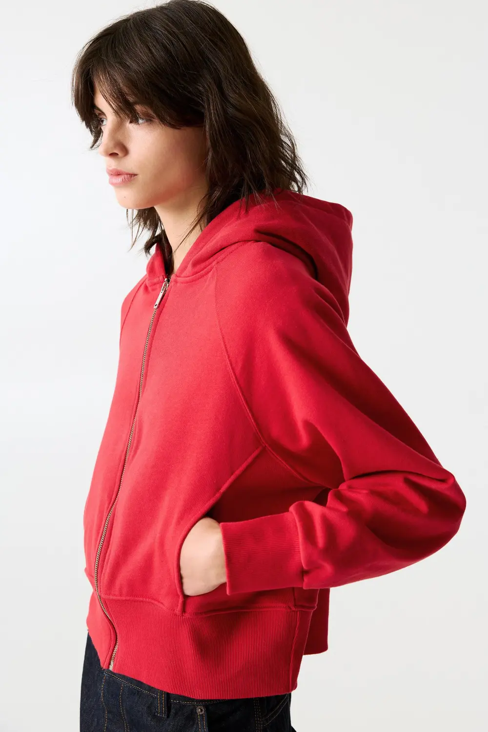 Sudadera cremallera capucha rib