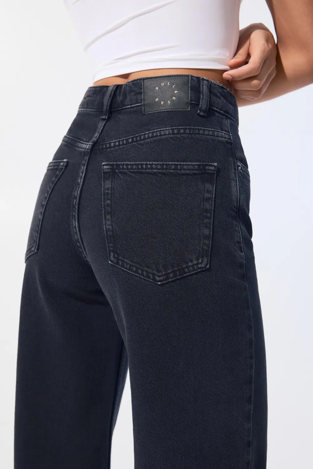 Jeans wide leg tiro alto