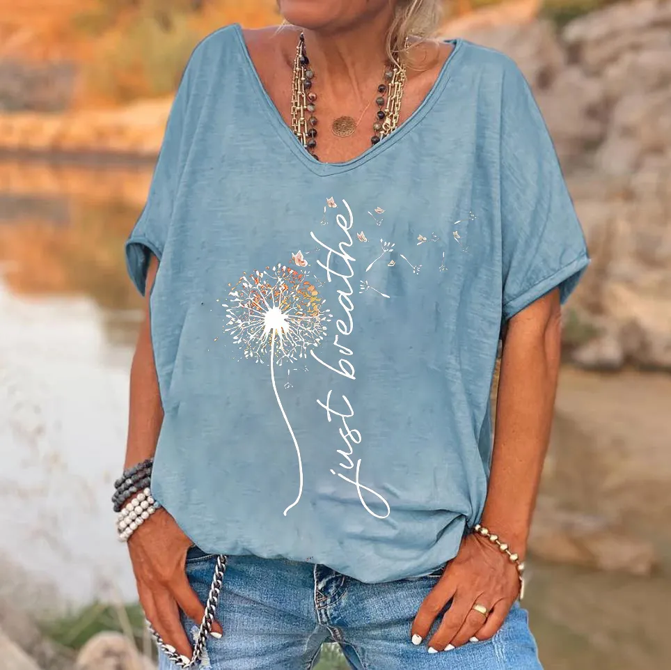 Custompupshirt Just Breathe Printed Women's T-shirt