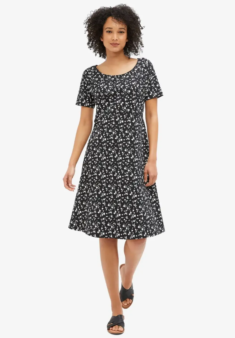 Short Sleeve Fit & Flare Knit Dress