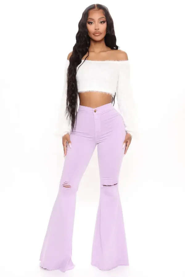Mystery Solved Extreme Bell Bottom Jeans - Lavender