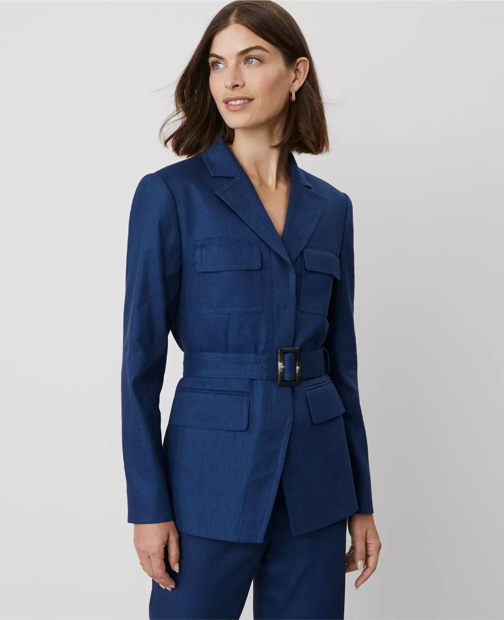 Linen-Blend Safari Jacket