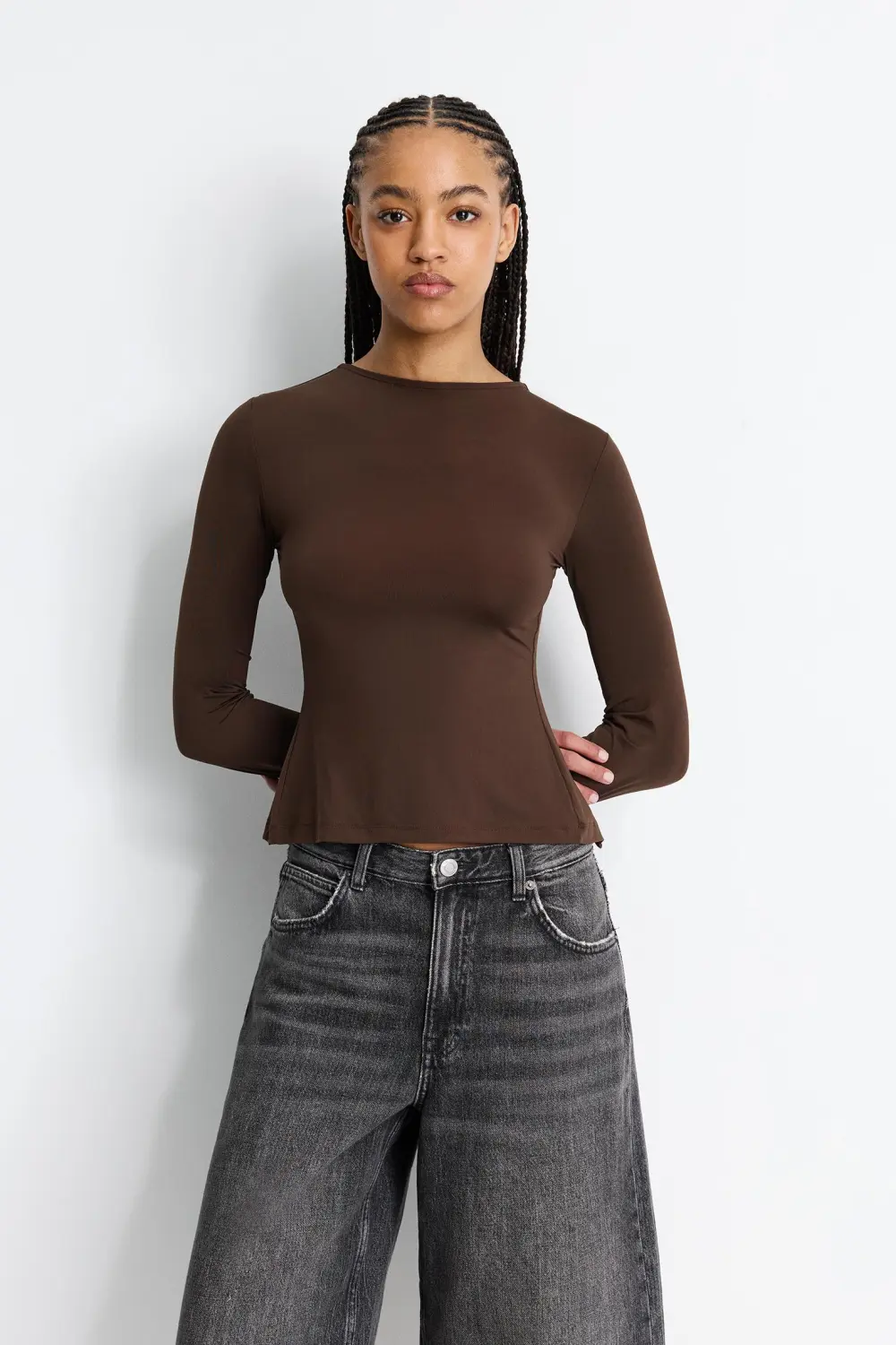 Polyamide top with open back straps