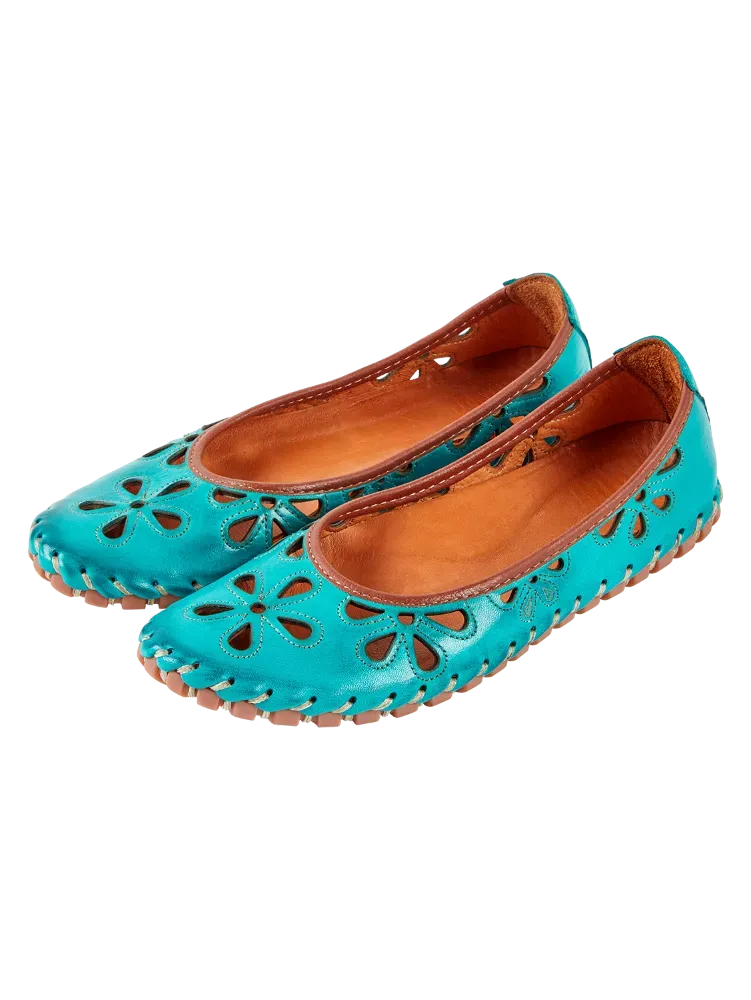 Women's Leather Eyelet Slip-On Flats